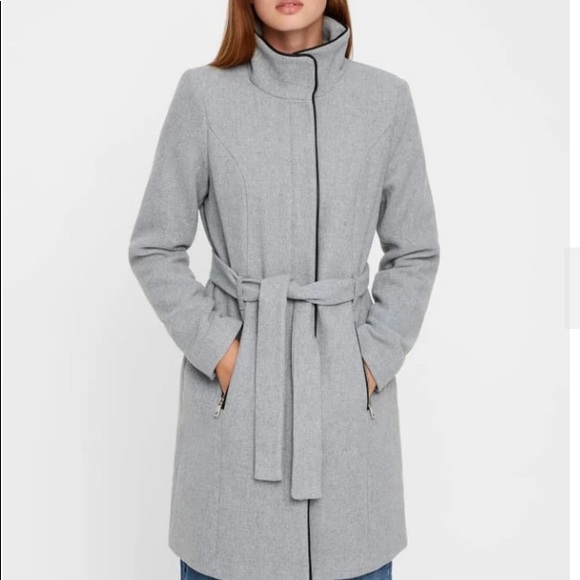 COPY - Vera Moda Bessy Wool Coat with Faux Leathe… - Picture 3 of 4